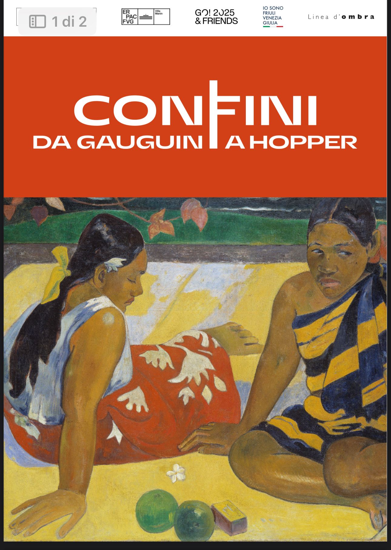 Locandina della mostra Confini. Da Gauguin a Hopper